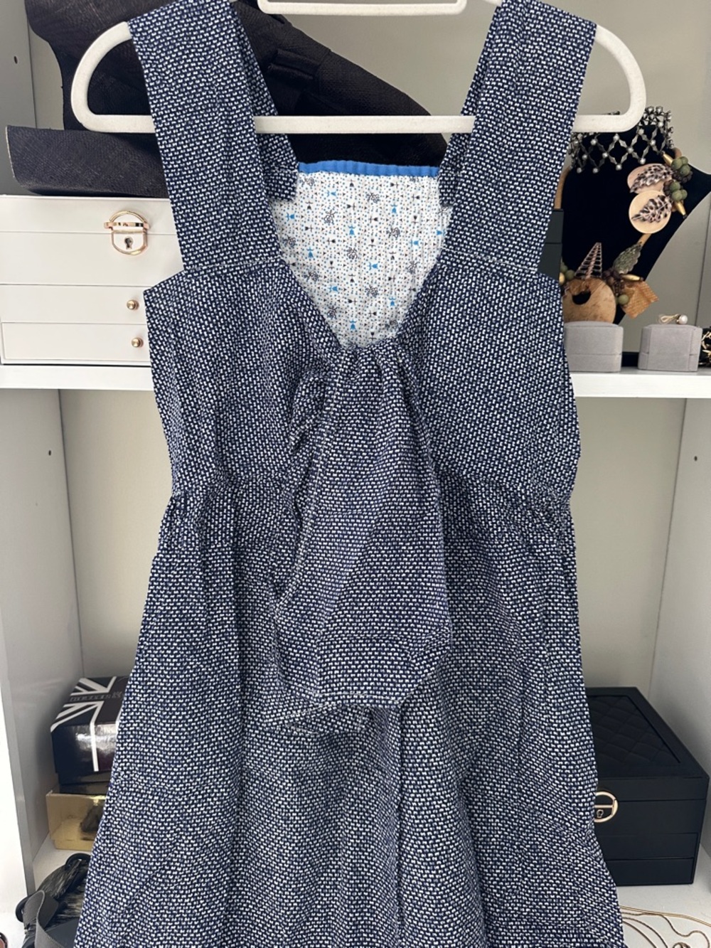 Handmade strap dress open back with bow sz M